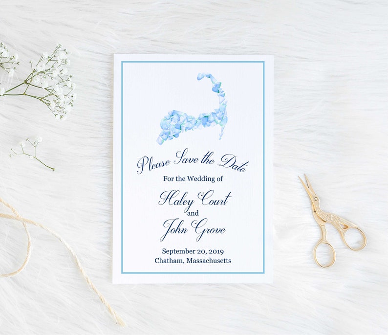 save our date Hydrangea save the date Nantucket save the date Nantucket Save the Date custom save the date save the date nautical theme