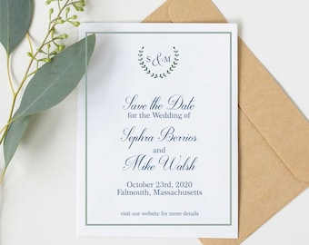 Delicate monogram Save the Date, Wedding Save the Date, rustic wedding, custom save the date, rustic save the date, modern save the date