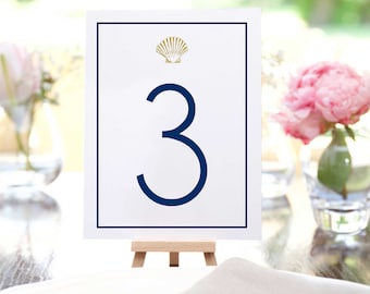Seashell Wedding Table Numbers: Custom Nautical Decor