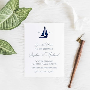 Sailboat Monogram Save the Date, Nautical wedding, Coastal Save the Date, Beach Save the Date, Wedding Save the Date, Cape Cod, beach