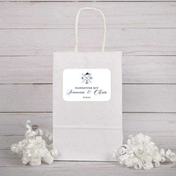 Martha's Vineyard Monogram Nautical design,  wedding event partyfavor bag, hotel bag, custom label, custom design, Guest bag, Welcome bag