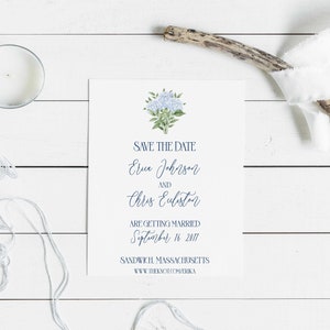 Hydrangea Save the Date: Coastal Nautical Wedding, Cape Cod