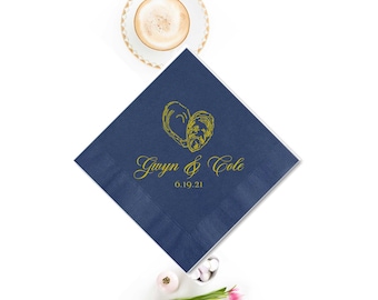 Oyster Shell Personalized Foil Napkins: Wedding, Shower, Party