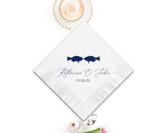 Personalized Foil Napkins: Fish Kisses Design, Party & Wedding