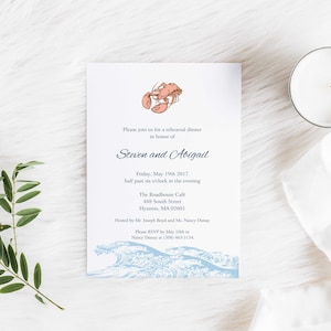 Lobster Wave invitation, Lobster rehearsal dinner invitation, Lobster invitation, birthday invitation, Clambake invitation, Ocean waves