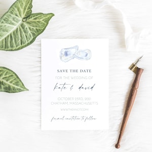 Watercolor Oyster Save the Date, nautical wedding, Cape save the date cape cod Coastal wedding, save our date , beach