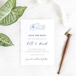 Watercolor Oyster Save the Date, nautical wedding, Cape save the date cape cod Coastal wedding, save our date , beach