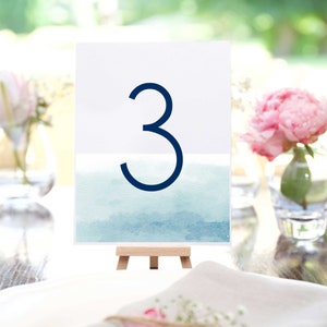 Light Blue Watercolor Table Numbers, Wedding Table Cards, Cape Cod wedding, Printed, Custom Wedding Decor, Nautical wedding, Printed Table #