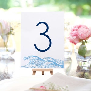 Waves Table Numbers, Wedding Table Cards, Cape Cod wedding, Printed, Ocean waves, Custom Wedding Decor, Nautical wedding, Printed Table #