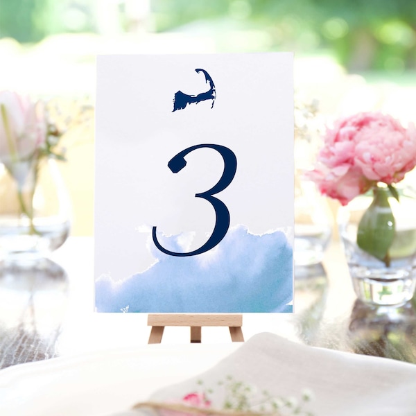 Cape Cod Watercolor Table Numbers, Wedding Table Cards, Printed, Custom Wedding Decor, Nautical wedding, Printed Table #, beach