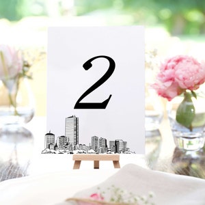 Boston Sketch Table Numbers, Wedding Table Cards, Printed, Custom Wedding Decor, Nautical wedding, Printed Table #, beach