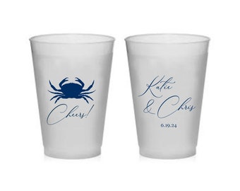 Crab Maryland Stadium Cups, Any phrase or wording, Wedding cups, Party cups, Custom Cups, Beach Wedding, Cape Cod wedding, Nautical Design