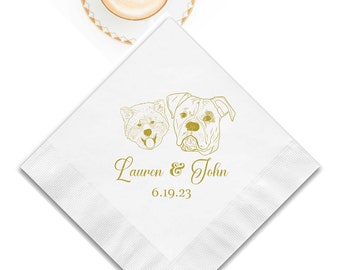 Dog Breed Personalized Foil Napkins - Shower Napkins, Cocktail Napkin, Shiny Foil, Party Decoration, Wedding Napkins, Any breed, pet