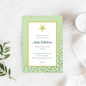 Faux Foil Starfish invitation, Starfish shower invitation, Starfish birthday invitation, birthday invitation, event, party, Foil Starfish