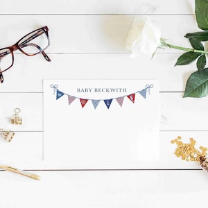 Nautical Bunting note cards, Personalized note cards, Personalized Stationery, Gift for him, Baby gift, Ford Bronco, kids notes, boys notes