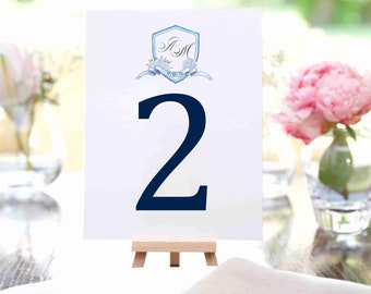 Hydrangea Crest Table Number, Wedding Table Cards, Cape Cod wedding, Printed, Custom Wedding Decor, Nautical wedding, Printed Table #, beach