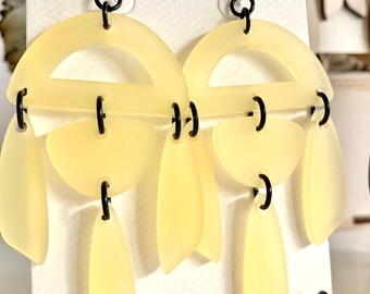 Acrylic Chandelier Earrings - Pastel Yellow