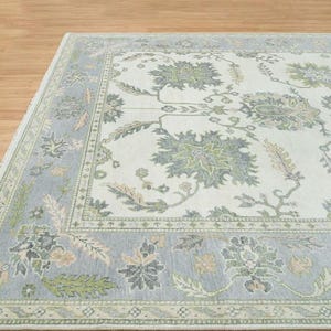 Hand-Knotted Oushak Wool Rug: Beige, Terracotta, Burnt Orange - 4x6 to 10x14 ft