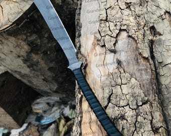 Handmade Carbon Steel Tactical Machete | Leather Grip, Bushcraft Knife