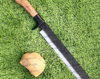 Machete de acero al carbono forjado a mano / Mango de madera de espiga completa