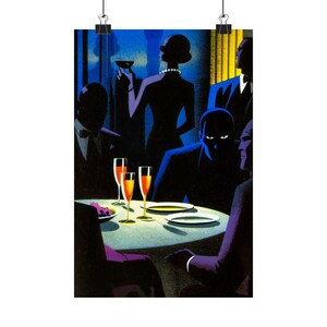Midnight Rooftop Observer Poster Noir City Skyline Wall Decor