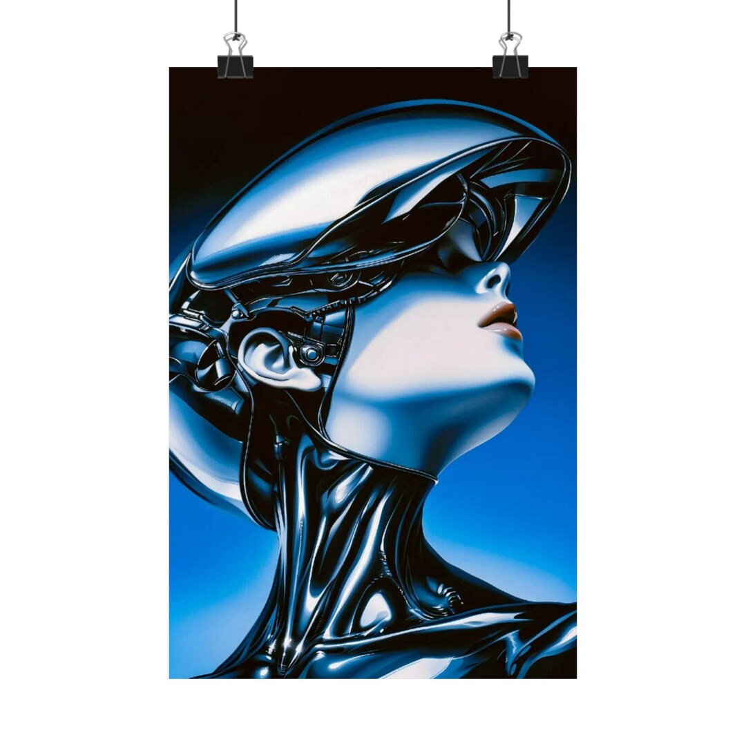 Futuristic Cyborg Poster | Cyberpunk Robot Wall Art | Chrome Sci Fi ...
