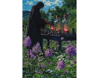 Mystical Apothecary Poster, Dark Cottagecore Wall Art, Fantasy Herbalist Print, Enchanted Decor