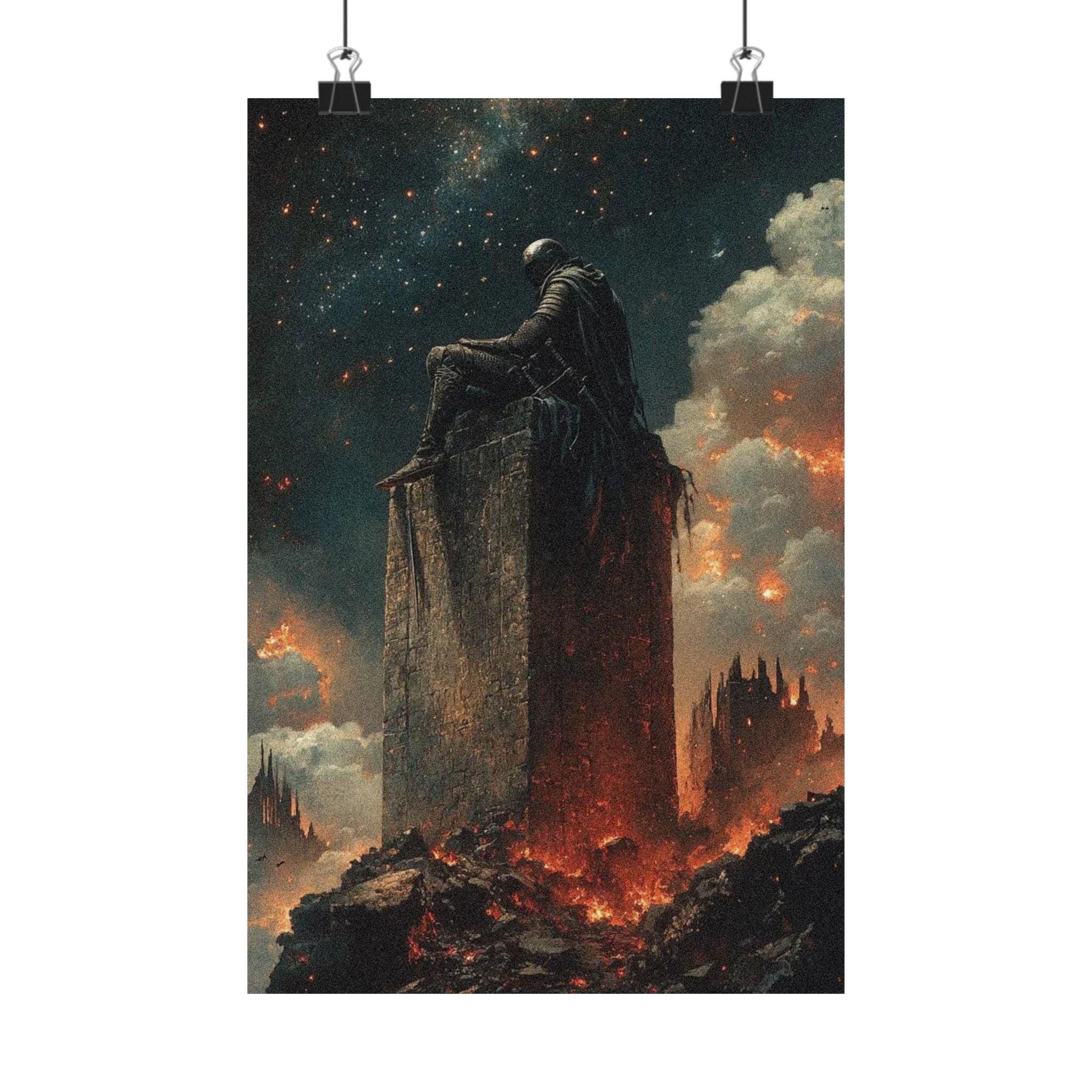 Dark Fantasy Knight Poster Gothic Apocalypse Wall Art Medieval Warrior ...