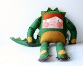 Dinosaur Stuffed Animal, Green Felt Dinosaur