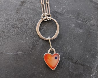 love necklace, heart necklace, silver necklace, handmade heart necklace, minimal necklace, one of a kind necklace