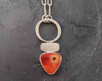 handmade necklace, silver necklace, geometric necklace, one of a kind necklace, colorful necklace, minimal necklace