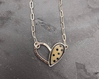 love necklace, heart necklace, silver necklace, handmade heart necklace, minimal necklace, one of a kind necklace