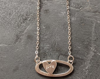 silver necklace, minimal necklace, geometric necklace, believe necklace, special word necklace, for someone special