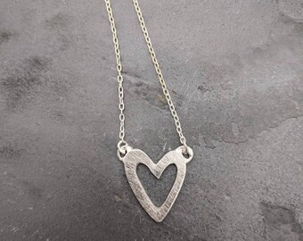 heart necklace, silver heart necklace, geometric necklace, minimal necklace, for someone special