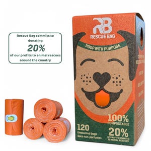 Sac de sauvetage - 20 % reversés à Animal Rescues - Sacs certifiés compostables pour les crottes de chien - 120 sacs non parfumés