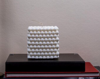 Vela de burbujas CORA, vela cúbica estética, vela minimalista de cera de coco, decoración moderna para el hogar, regalo estético para ella, vela de burbujas grande