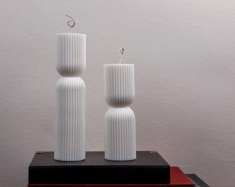 Vela ASTER - Vela nórdica escultural de coco, decoración estética para el hogar, vela cilíndrica texturizada, vela de origen vegetal, regalo moderno para inauguración de casa
