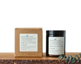 Vela con aceite esencial de hoja de eucalipto, vela de aromaterapia artesanal, decoración ecológica para el hogar, vela con aroma natural y aceite esencial.