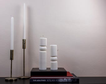 IRIS CANDLE - Vela nórdica escultural de coco, decoración estética para el hogar, vela cilíndrica texturizada, vela de origen vegetal, regalo moderno para inauguración de casa