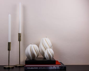 VELA FLORA - Vela en espiral, vela cilíndrica retorcida estética, vela de onda minimalista, decoración moderna para el hogar, vela escultural de cera de coco