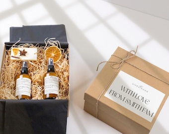 Set de regalo personalizado con aroma a habitación y ropa de cama para casa nueva / Regalo de inauguración de la casa para pareja / Regalo personalizado para la llegada a casa, Nuevos recuerdos para el hogar en Navidad