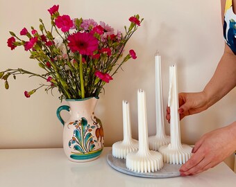 VELA DE OLIVA - Vela cilíndrica moderna a rayas, velas cilíndricas esculturales, vela minimalista llamativa para la decoración del hogar, vela para decoración de fiestas,