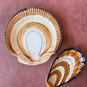 Vintage Fitz and Floyd Coquille Shell Dinnerware Set: Hand-Painted Coastal Porcelain Plate and Bowl