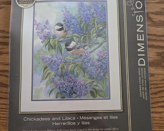 Chickadees and Lilacs (35258) Cross Stitch Kit - Dimensions Gold Collection