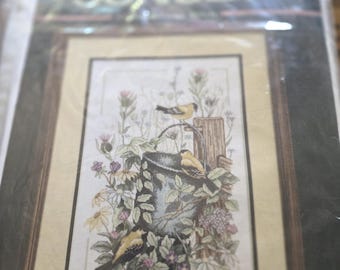 Goldfinch Gathering Counted Cross Stitch Kit (13641) - Sunset