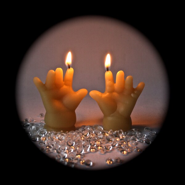 Organic Beeswax Pair of Hands Candles for Birthday or Decor