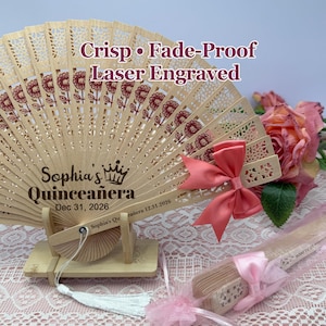 Personalized Sandalwood Fans: Quinceañera, Sweet 16 Guest Gifts