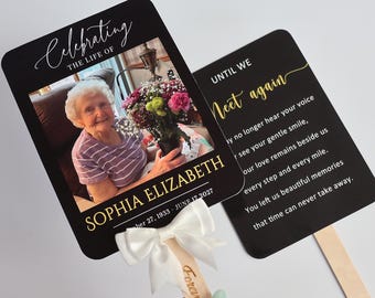 Personalized Memorial Photo Fan, Double-Sided Keepsake, Celebration of Life Favor