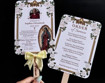 Personalized Memorial Photo Fan, Custom Order of Service Program, Celebration of Life Keepsake