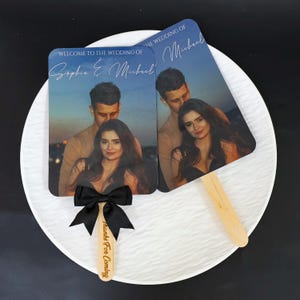 Custom Couple Photo Wedding Fan Favor, Personalized Hand Fan Keepsake for Summer & Outdoor Weddings